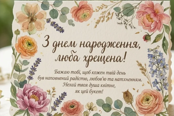 Найщиріші привітання з днем народження хрещеній відкритка