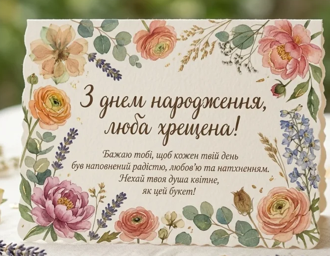 Найщиріші привітання з днем народження хрещеній відкритка