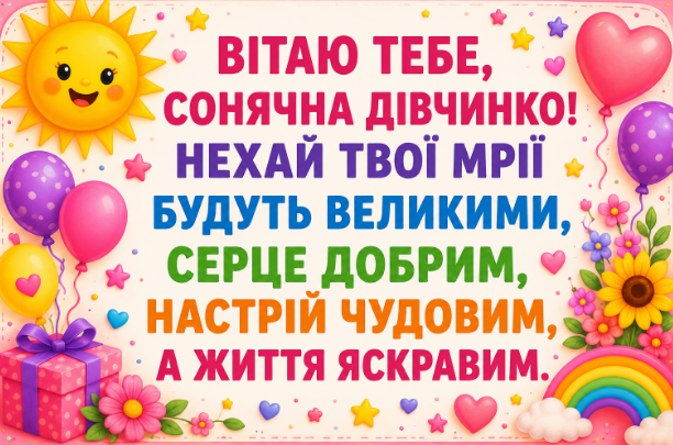 привітання з днем народження дівчинці відкритка