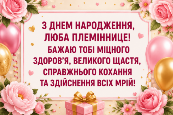 Найщиріші привітання з днем народження племінниці листівка