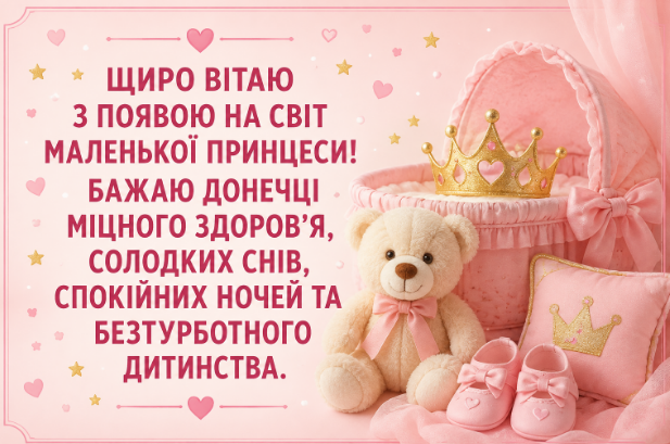 Вітання з новонародженою донечкою картинка