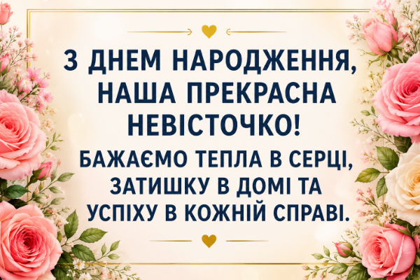 Найщиріші привітання з днем народження невістці