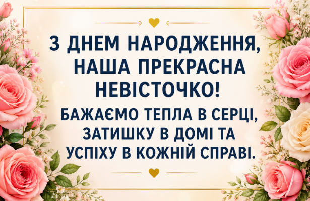 Найщиріші привітання з днем народження невістці