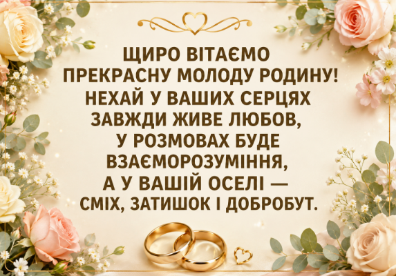 Гарні привітання молодятам картинка