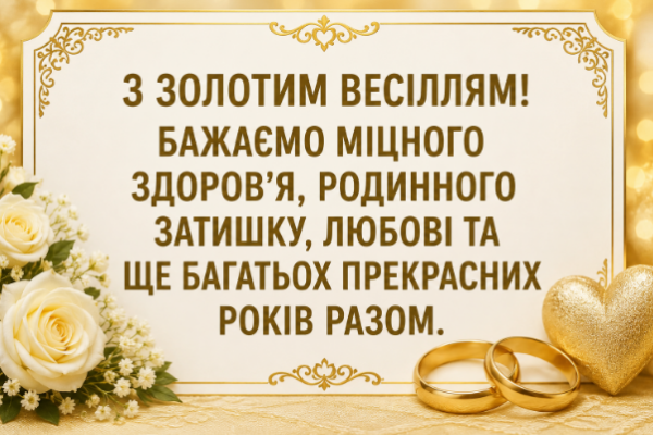 Привітання з золотим весіллям відкритка