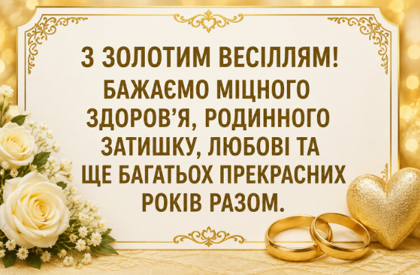 Привітання з золотим весіллям відкритка