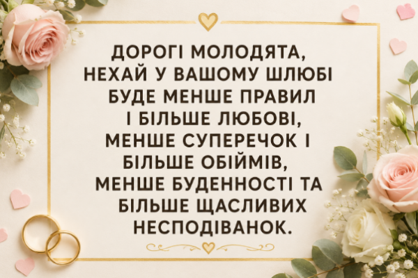Оригінальні привітання з весіллям відкритка