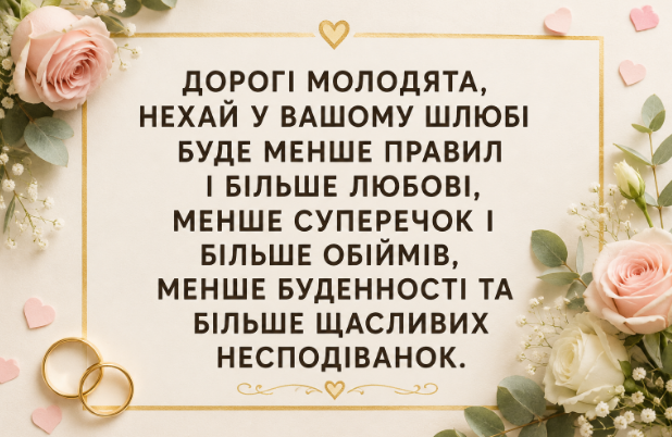 Оригінальні привітання з весіллям відкритка
