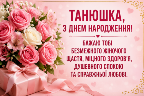 З днем народження Танюшка листівка