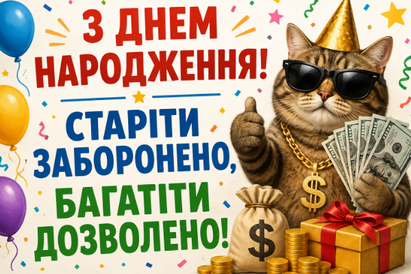 Короткі смішні привітання з днем народження відкритка